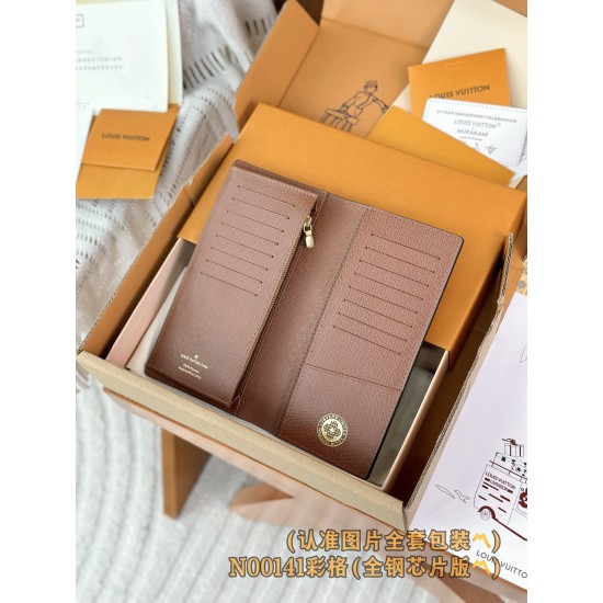【N00141】カラーダミエ A 級全鋼 パーソナライズドカスタム Brazza ロングウォレット|LV Vers Damier Ebene|カラフルチェック柄 10×19×2cm 【N00141】カラーダミエ A 級全鋼 パーソナライズドカスタム Brazza ロングウォレット|LV Vers Damier Ebene|カラフルチェック柄 10×19×2cm