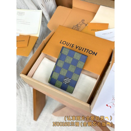 【N00168】ダミエブルーグリーン A 級全鋼 パーソナライズドカスタム パスポートケース｜Damier Heritage キャンバス｜ヴィンテージロゴ 10×14×2.5cm