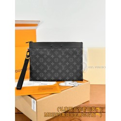 【M81569】ブラックモノグラム A 級全鋼 パーソナライズドカスタム Pochette To-Go｜Monogram Eclipse ブラックキャンバス｜ハンドポケット新進化 30×21.5×1cm
