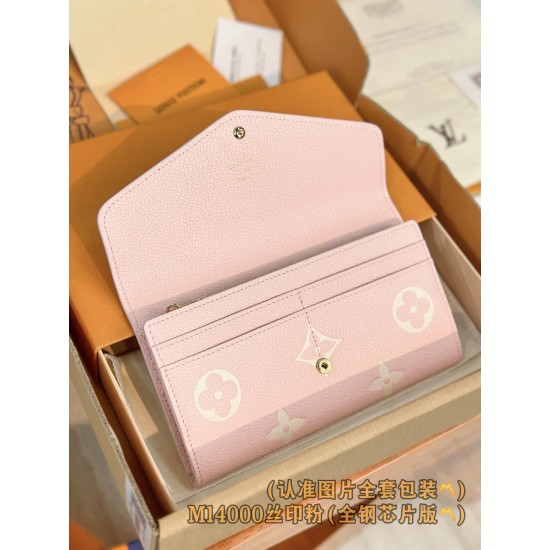 【M14000】シルクスクリーンピンク A級全鋼 パーソナライズドカスタム Sarah ロングウォレット|ダブルトーン Monogram Empreinte 皮革|エレガントピンクデザイン 19×10.5×2cm 【M14000】シルクスクリーンピンク A級全鋼 パーソナライズドカスタム Sarah ロングウォレット|ダブルトーン Monogram Empreinte 皮革|エレガントピンクデザイン 19×10.5×2cm