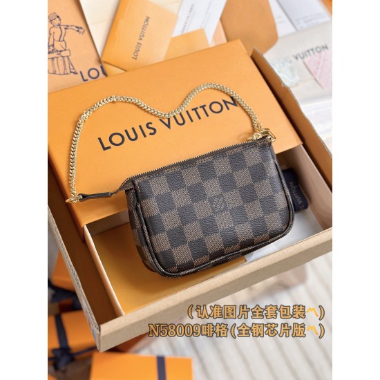 【N58009】コーヒーダミエ A級全鋼 パーソナライズドカスタム Mini Pochette Accessoires|柔軟 Monogram キャンバス|丸みフォルムマルチアクセサリー 15.5×10.5×4cm 【N58009】コーヒーダミエ A級全鋼 パーソナライズドカスタム Mini Pochette Accessoires|柔軟 Monogram キャンバス|丸みフォルムマルチアクセサリー 15.5×10.5×4cm