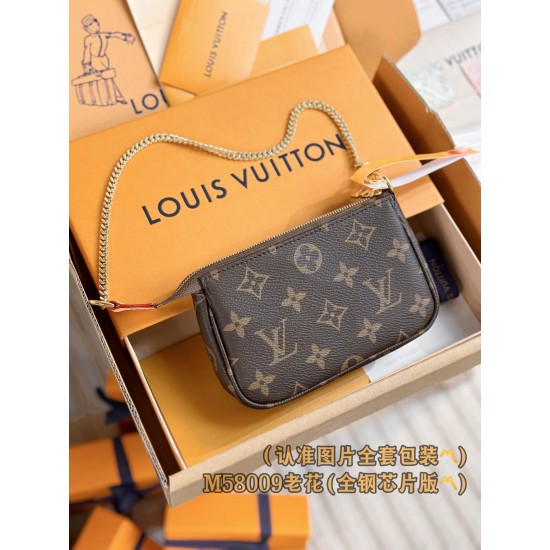 【M58009】モノグラム A 級全鋼 パーソナライズドカスタム Mini Pochette Accessoires|柔軟 Monogram キャンバス|丸みフォルムマルチポケット 15.5×10.5×4cm 【M58009】モノグラム A 級全鋼 パーソナライズドカスタム Mini Pochette Accessoires|柔軟 Monogram キャンバス|丸みフォルムマルチポケット 15.5×10.5×4cm