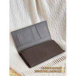 N60017 コーヒーダミエ A 級全鋼版 パーソナライズドカスタム Brazza ロングウォレット｜Monogram Eclipse Reverse キャンバス × 粒面牛革｜マスキュリンデザイン 10×19×2cm