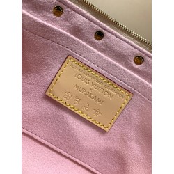 免税版 Louis Vuitton x 村上隆 Pochette Accessoires ハンドバッグ｜明るい桜柄と個性的なデザイン 13×4×22cm