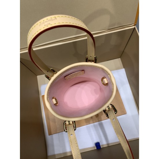 免税版 M13417G 全鋼製 ルイ・ヴィトン Nano Bucket ハンドバッグ 桜柄 17×9×13cm 免税版 M13417G 全鋼製 ルイ・ヴィトン Nano Bucket ハンドバッグ 桜柄 17×9×13cm