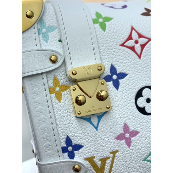 免税版 M14046G 全鋼製 ルイ・ヴィトン × 村上隆 Side Trunk ミッドサイズハンドバッグ 16×8.5×23.5cm