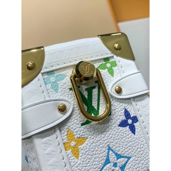 免税版 M14046G 全鋼製 ルイ・ヴィトン × 村上隆 Side Trunk ミッドサイズハンドバッグ 16×8.5×23.5cm