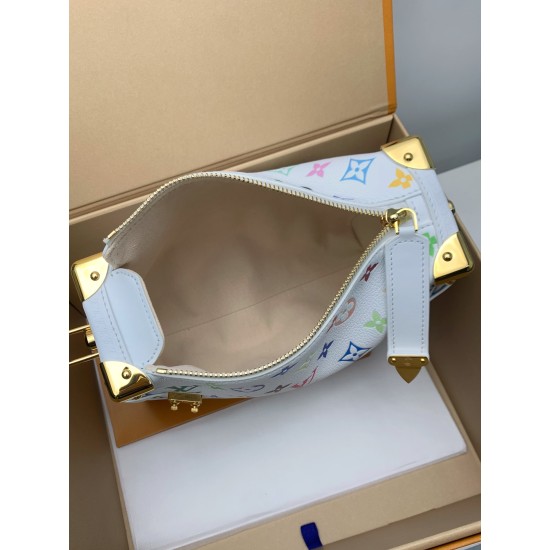 免税版 M14046G 全鋼製 ルイ・ヴィトン × 村上隆 Side Trunk ミッドサイズハンドバッグ 16×8.5×23.5cm