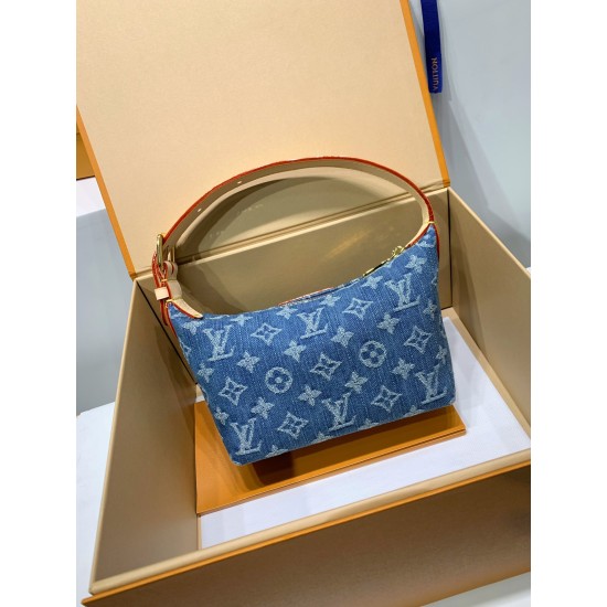 免税版 M82949G 全鋼製 Hills Pochette ポシェットバッグ|Monogram Denim キャンバス サンドウォッシュ仕上げ 18.5×11×6.5 cm 免税版 M82949G 全鋼製 Hills Pochette ポシェットバッグ|Monogram Denim キャンバス サンドウォッシュ仕上げ 18.5×11×6.5 cm
