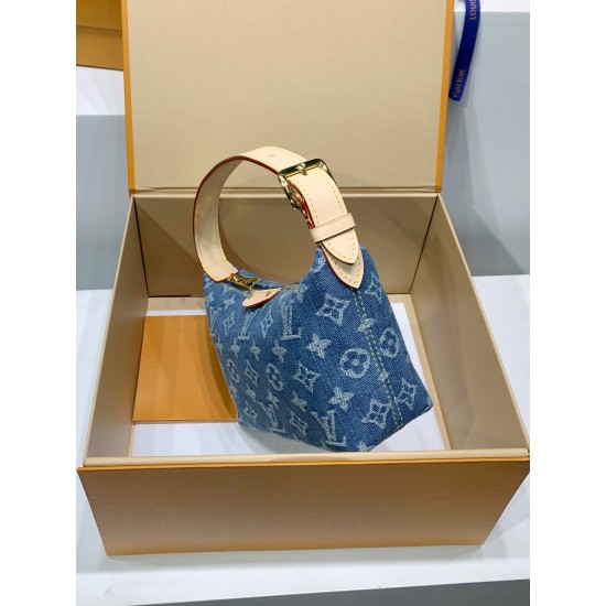 免税版 M82949G 全鋼製 Hills Pochette ポシェットバッグ|Monogram Denim キャンバス サンドウォッシュ仕上げ 18.5×11×6.5 cm 免税版 M82949G 全鋼製 Hills Pochette ポシェットバッグ|Monogram Denim キャンバス サンドウォッシュ仕上げ 18.5×11×6.5 cm