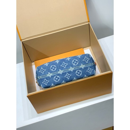 免税版 M82949G 全鋼製 Hills Pochette ポシェットバッグ|Monogram Denim キャンバス サンドウォッシュ仕上げ 18.5×11×6.5 cm 免税版 M82949G 全鋼製 Hills Pochette ポシェットバッグ|Monogram Denim キャンバス サンドウォッシュ仕上げ 18.5×11×6.5 cm