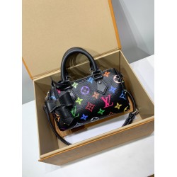 免税版 M13406G 全鋼製 Louis Vuitton x 村上隆 Nano Speedy ハンドバッグ｜明るい色彩と精巧なフォルム 10×7.5×16cm