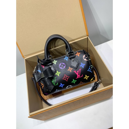 免税版 M13406G 全鋼製 Louis Vuitton x 村上隆 Nano Speedy ハンドバッグ|明るい色彩と精巧なフォルム 10×7.5×16cm 免税版 M13406G 全鋼製 Louis Vuitton x 村上隆 Nano Speedy ハンドバッグ|明るい色彩と精巧なフォルム 10×7.5×16cm