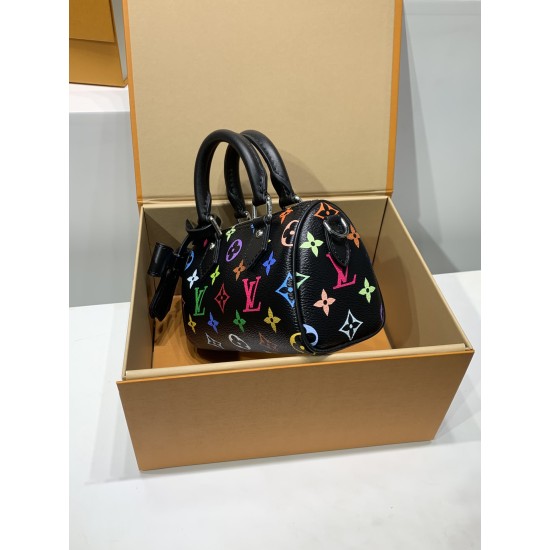 免税版 M13406G 全鋼製 Louis Vuitton x 村上隆 Nano Speedy ハンドバッグ|明るい色彩と精巧なフォルム 10×7.5×16cm 免税版 M13406G 全鋼製 Louis Vuitton x 村上隆 Nano Speedy ハンドバッグ|明るい色彩と精巧なフォルム 10×7.5×16cm
