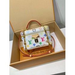 免税版 M13662G 全鋼製 Louis Vuitton x 村上隆 Vanity Pouch ハンドバッグ｜鮮やかな色彩でクラシックを再解釈 11.5×6.5×19cm