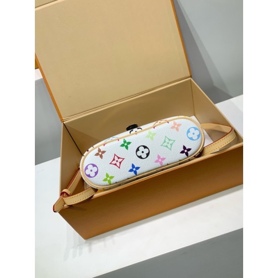 免税版 M13662G 全鋼製 Louis Vuitton x 村上隆 Vanity Pouch ハンドバッグ｜鮮やかな色彩でクラシックを再解釈 11.5×6.5×19cm