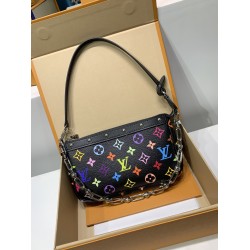 全鋼製 M13663G Pochette Accessoires ハンドバッグ｜Louis Vuitton x 村上隆 コラボ カラフルな Monogram 柄 13×4×22cm