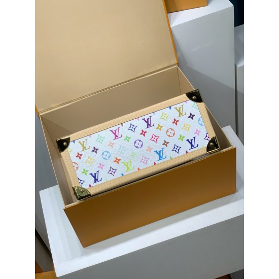 免税版 M13079G 全鋼製 Louis Vuitton x 村上隆 OnTheGo ミッドサイズハンドバッグ|カラフルな Monogram で遊び心溢れるデザイン 27×14×35cm 免税版 M13079G 全鋼製 Louis Vuitton x 村上隆 OnTheGo ミッドサイズハンドバッグ|カラフルな Monogram で遊び心溢れるデザイン 27×14×35cm