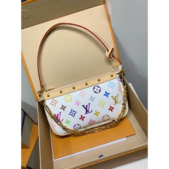 全鋼製 13404G Louis Vuitton x 村上隆 コラボ Pochette Accessoires ハンドバッグ｜カラフルな Monogram で個性的なファッションを体現 13×4×22cm