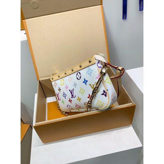 全鋼製 13404G Louis Vuitton x 村上隆 コラボ Pochette Accessoires ハンドバッグ｜カラフルな Monogram で個性的なファッションを体現 13×4×22cm