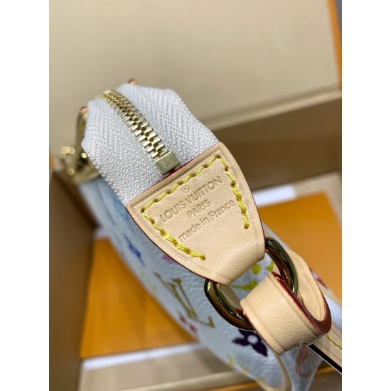 全鋼製 13404G Louis Vuitton x 村上隆 コラボ Pochette Accessoires ハンドバッグ｜カラフルな Monogram で個性的なファッションを体現 13×4×22cm