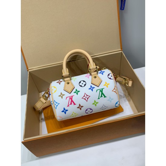 全鋼製 M13391G Louis Vuitton x 村上隆 Nano Speedy ハンドバッグ|鮮やかな色彩と精巧なデザイン 10×7.5×16cm 全鋼製 M13391G Louis Vuitton x 村上隆 Nano Speedy ハンドバッグ|鮮やかな色彩と精巧なデザイン 10×7.5×16cm