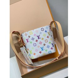 免税版 M13089G 全鋼製 Louis Vuitton x 村上隆 All In BB ハンドバッグ｜遊び心のあるレインボーデザイン 18×12×16cm