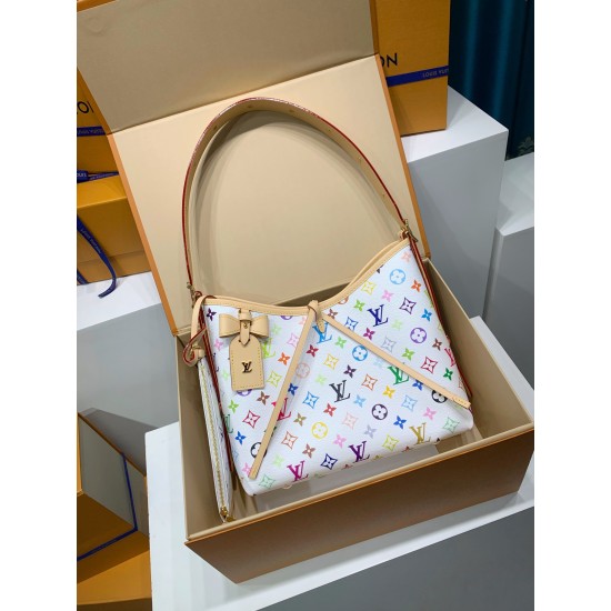 免税版 M13661G 全鋼製 Louis Vuitton x 村上隆 CarryAll スモールハンドバッグ|明るい色合い × エレガントなディテール 24×12×29cm 免税版 M13661G 全鋼製 Louis Vuitton x 村上隆 CarryAll スモールハンドバッグ|明るい色合い × エレガントなディテール 24×12×29cm
