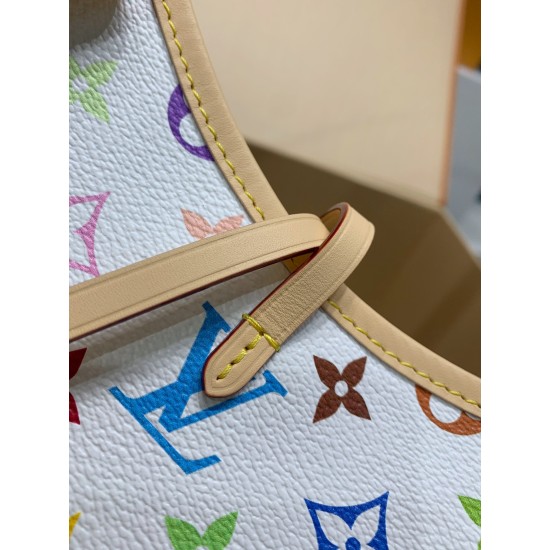 免税版 M13661G 全鋼製 Louis Vuitton x 村上隆 CarryAll スモールハンドバッグ|明るい色合い × エレガントなディテール 24×12×29cm 免税版 M13661G 全鋼製 Louis Vuitton x 村上隆 CarryAll スモールハンドバッグ|明るい色合い × エレガントなディテール 24×12×29cm