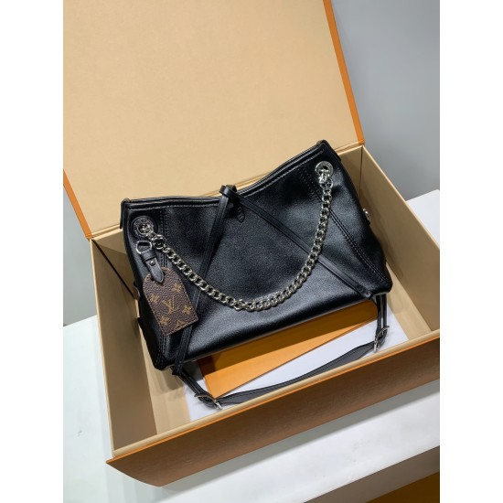 免税版 M12888G 全鋼製 CarryAll BB ハンドバッグ｜クリーンライン × 光沢メタルチェーンのエレガンス 17×10×26cm