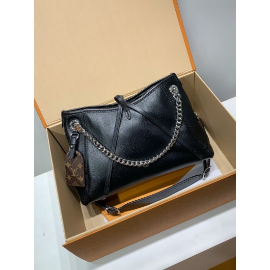 免税版 M12888G 全鋼製 CarryAll BB ハンドバッグ｜クリーンライン × 光沢メタルチェーンのエレガンス 17×10×26cm