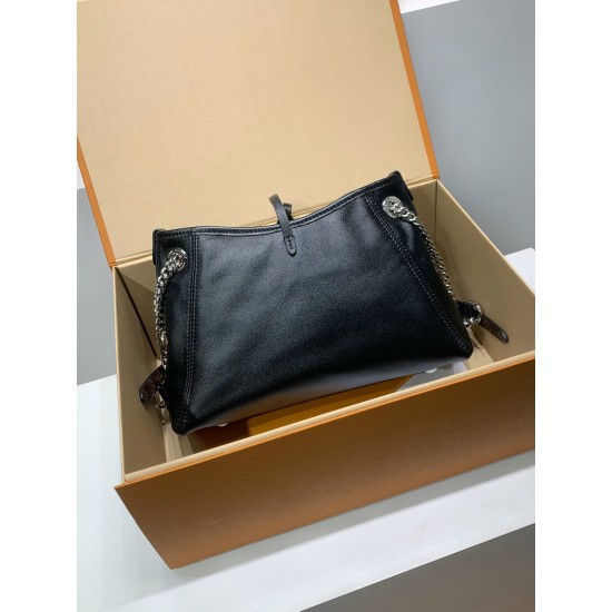 免税版 M12888G 全鋼製 CarryAll BB ハンドバッグ｜クリーンライン × 光沢メタルチェーンのエレガンス 17×10×26cm