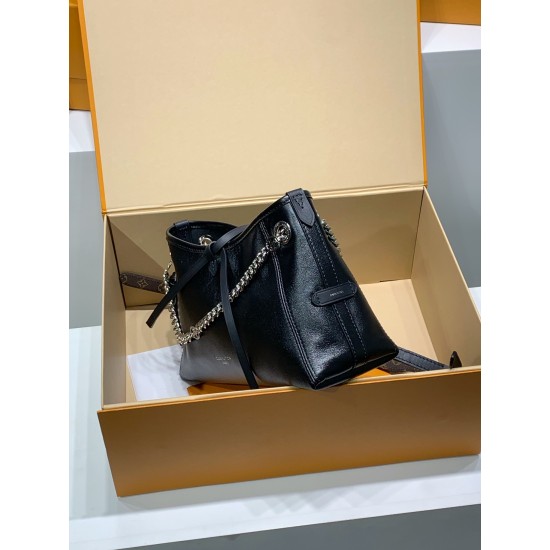 免税版 M24860G 全鋼製 CarryAll BB ハンドバッグ｜柔らかい羊革 × ファッショナブルなシワ加工のデザイン 17×10×26cm