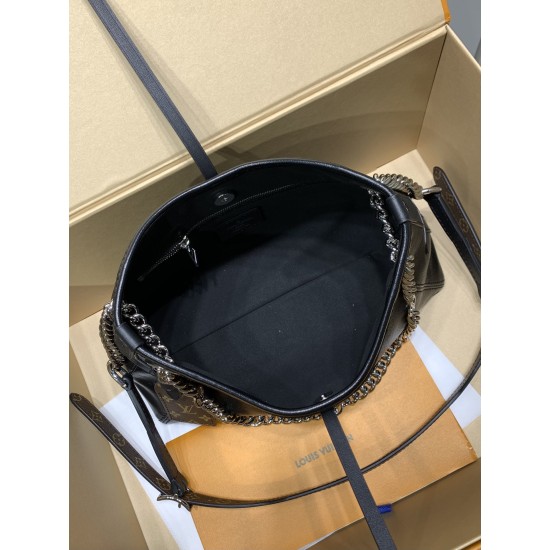 免税版 M24860G 全鋼製 CarryAll BB ハンドバッグ｜柔らかい羊革 × ファッショナブルなシワ加工のデザイン 17×10×26cm
