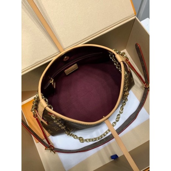 全鋼製 M13014G CarryAll BB ハンドバッグ｜Monogram キャンバス × 華やかなチェーンデコレーションのトレンド感 17×10×26cm