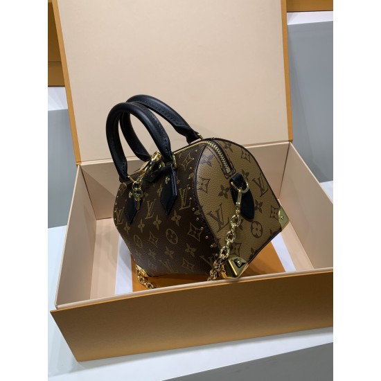 全鋼製 M13146G Speedy Trunk ハンドバッグ｜2025 Cruise 早春ショーで再構築されたクラシックデザイン 20.5×16×11cm