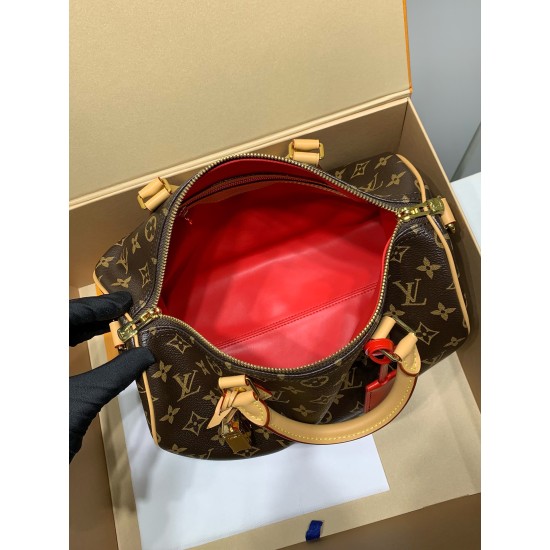 免税版 M11945G 全鋼製 Speedy Soft 30 Crafty ハンドバッグ｜旅の伴侶になる快適で遊び心のあるデザイン 21×17×30cm