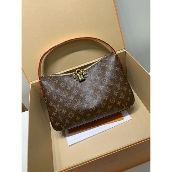 全鋼製 M12098G Slouchy ミディアムハンドバッグ|Monogram キャンバス × 職人技メタルパーツ、大容量で通勤・週末外出に最適 22×9×33cm 全鋼製 M12098G Slouchy ミディアムハンドバッグ|Monogram キャンバス × 職人技メタルパーツ、大容量で通勤・週末外出に最適 22×9×33cm