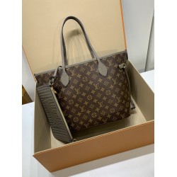 全鋼製 M12062G Neverfull Inside Out ミディアムハンドバッグ｜ダブルフェイスデザイン × 着脱式ポケット、多用途で使い勝手抜群 28×14×31cm