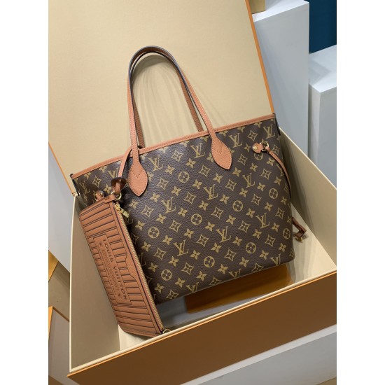 全鋼製 M12061G Neverfull Inside Out ミディアムハンドバッグ｜ダブルフェイスデザイン × 着脱式ポケット、多機能でスタイリッシュ​ 28×14×31cm
