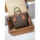 免税特典！M12209 棕 G 全鋼製 Neverfull Bandoulière Inside Out BB ハンドバッグ｜ダブルフェイス × 着脱ポーチ × 斜め背負い、洗練された細部で魅力満点 14×9×24cm