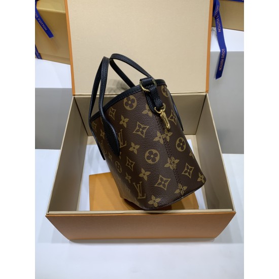 全鋼 M12099G Neverfull Bandoulière Inside Out BB ハンドバッグ｜両面仕様 × 着脱ポーチ × 斜め掛け、精緻なディテールで魅力満載 14 x 9 x 24 cm