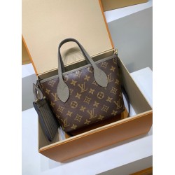 全鋼 M12109G Neverfull Bandoulière Inside Out BB ハンドバッグ｜両面仕様 × 着脱ポーチ × 斜め掛け、メタルアクセントで洗練感満載​ 14 x 9 x 24 cm