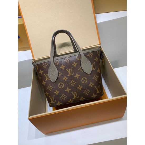 全鋼 M12109G Neverfull Bandoulière Inside Out BB ハンドバッグ｜両面仕様 × 着脱ポーチ × 斜め掛け、メタルアクセントで洗練感満載​ 14 x 9 x 24 cm