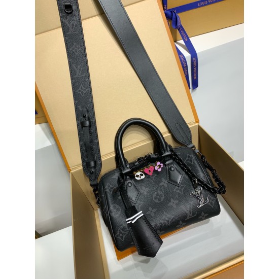 免税特典！M24474G 全鋼 LV 新モデル Speedy 18Cm｜七夕カスタマイズ × 黒地モノグラムセット、専属のバッグを創り上げよう Speedy 18Cm