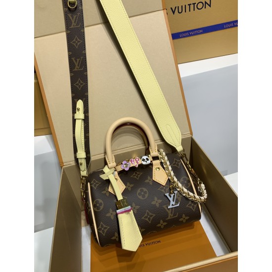 免税特典！M46970G 全鋼 LV 新モデル Speedy 18Cm｜七夕カスタマイズ × オールドモノグラムセット、個性的なバッグを作ろう​ Speedy 18Cm
