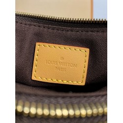 全鋼 M83008 Liv Poch ette｜Monogram キャンバス × 金色チェーン × 天然牛革、ダブルファスナーでセキュアなスタイリッシュバッグ​ 24.4×13.5×6.6cm