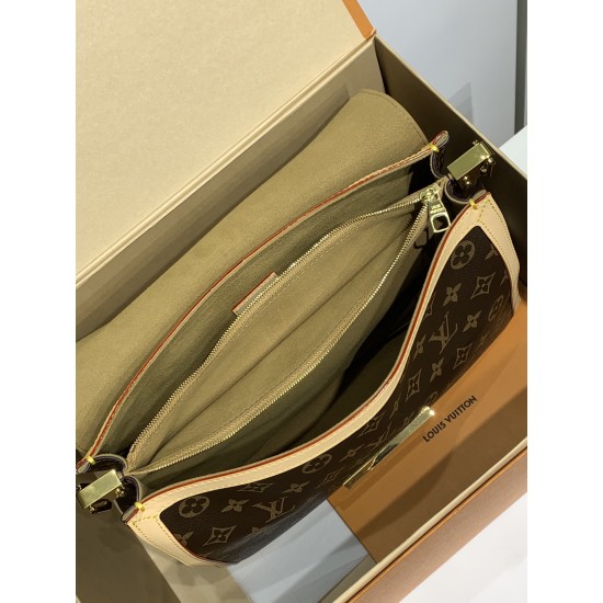 免税版 M47149G Dauphine Soft ラージハンドバッグ｜2024 年春夏コレクション × 柔らかい Monogram キャンバス、LV Circle ロゴで高級感満載​ 28×20×11cm