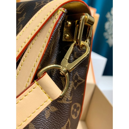 免税版 M47149G Dauphine Soft ラージハンドバッグ｜2024 年春夏コレクション × 柔らかい Monogram キャンバス、LV Circle ロゴで高級感満載​ 28×20×11cm