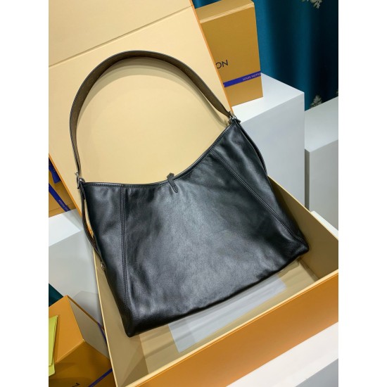 全鋼 M25143G CarryAll Dark ミドルハンドバッグ｜2024 年春夏コレクション × 柔らかい羊革、メタルパーツとシワ模様で魅力的な大容量バッグ​ 39×30×15cm